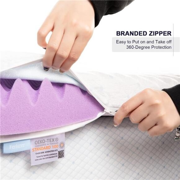 3 Inch King Mattress Topper Protector Cover, Oeko-Tex Certified, Bamboo Zippered - Picture 3 of 7